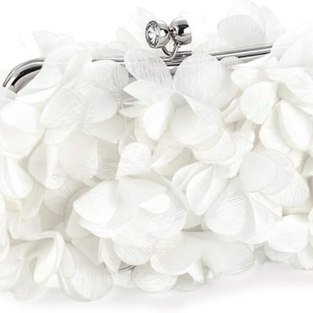 Women Elegant Evening Purse, Small Floral Clutch Bag with Detachable Chain for W